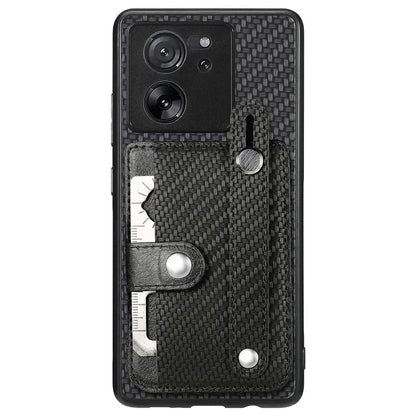 C1-01 For Xiaomi 13T / 13T Pro / Redmi K60 Ultra Case Card Holder Wristband Leather Coated TPU+PC Cover