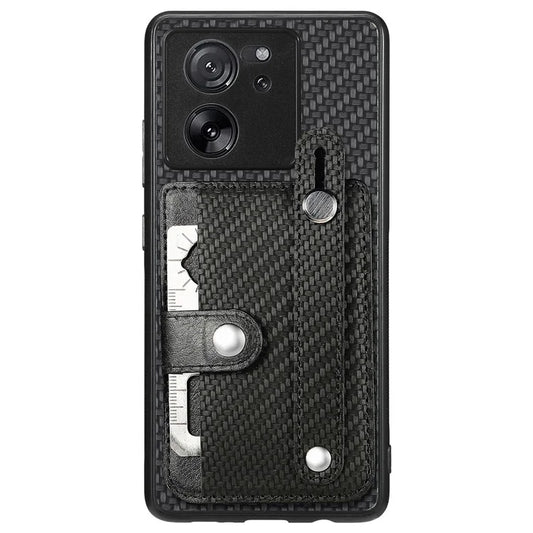 C1-01 For Xiaomi 13T / 13T Pro / Redmi K60 Ultra Case Card Holder Wristband Leather Coated TPU+PC Cover