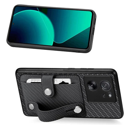 C1-01 For Xiaomi 13T / 13T Pro / Redmi K60 Ultra Case Card Holder Wristband Leather Coated TPU+PC Cover