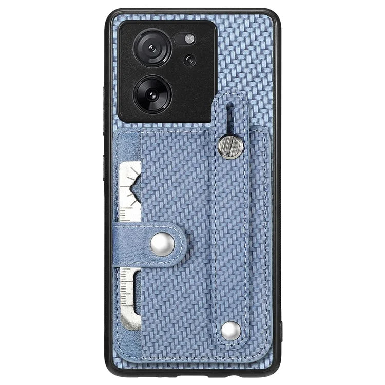 C1-01 For Xiaomi 13T / 13T Pro / Redmi K60 Ultra Case Card Holder Wristband Leather Coated TPU+PC Cover