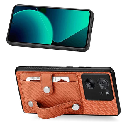 C1-01 For Xiaomi 13T / 13T Pro / Redmi K60 Ultra Case Card Holder Wristband Leather Coated TPU+PC Cover