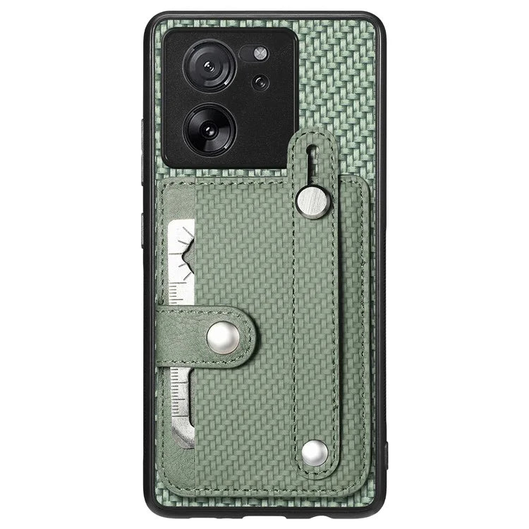 C1-01 For Xiaomi 13T / 13T Pro / Redmi K60 Ultra Case Card Holder Wristband Leather Coated TPU+PC Cover