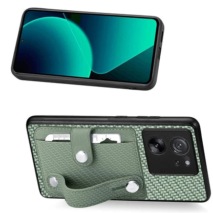 C1-01 For Xiaomi 13T / 13T Pro / Redmi K60 Ultra Case Card Holder Wristband Leather Coated TPU+PC Cover