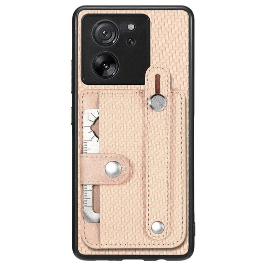 C1-01 For Xiaomi 13T / 13T Pro / Redmi K60 Ultra Case Card Holder Wristband Leather Coated TPU+PCCover