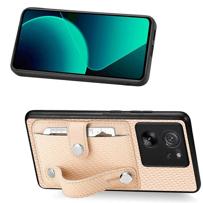 C1-01 For Xiaomi 13T / 13T Pro / Redmi K60 Ultra Case Card Holder Wristband Leather Coated TPU+PCCover