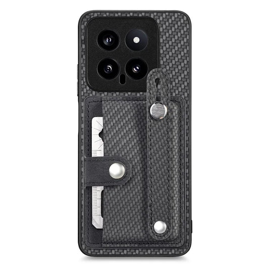 C1-01 For Xiaomi 14 Case Wristband Design Card Slots Leather Coating Back Cover