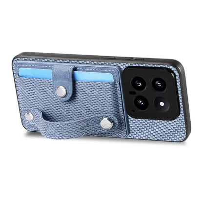 C1-01 For Xiaomi 14 Case Wristband Design Card Slots Leather Coating Back Cover