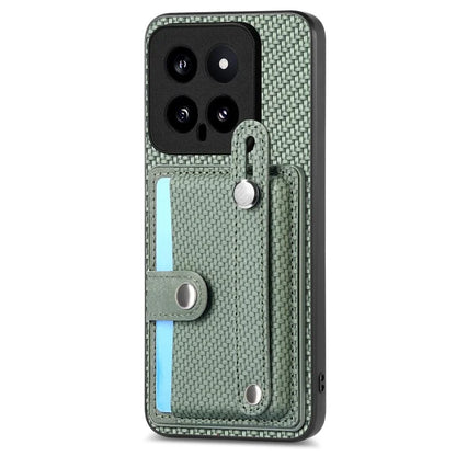 C1-01 For Xiaomi 14 Case Wristband Design Card Slots Leather Coating Back Cover