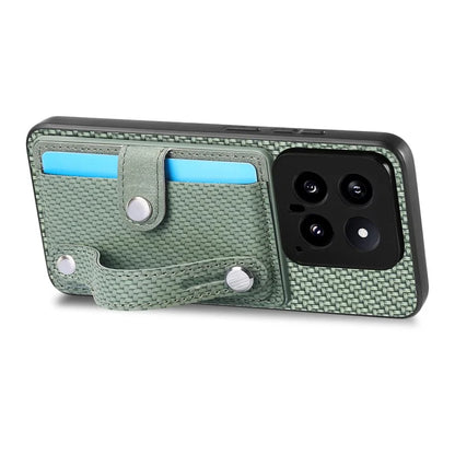 C1-01 For Xiaomi 14 Case Wristband Design Card Slots Leather Coating Back Cover