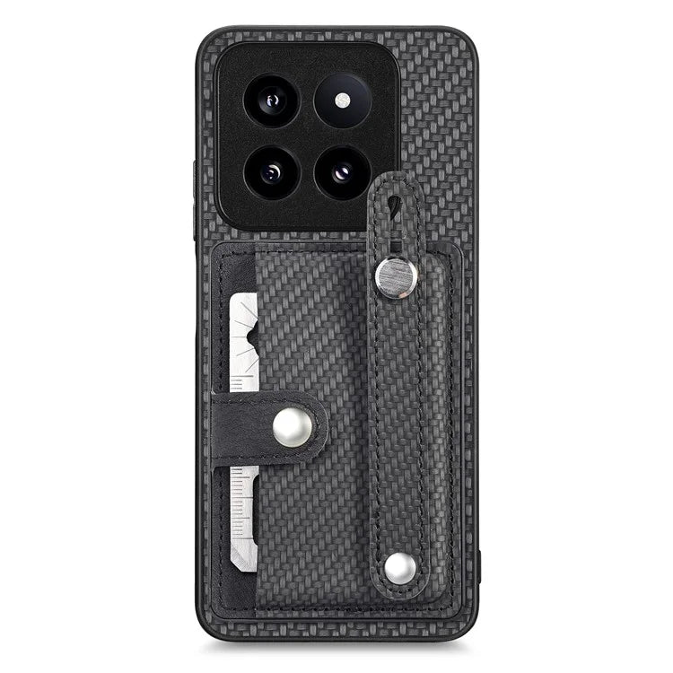 C1-01 For Xiaomi 14 Pro Case  Carbon Fiber Texture Wristband Kickstand Phone Cover