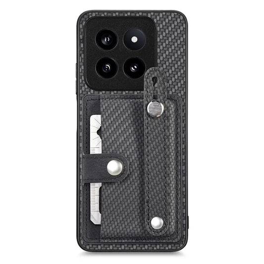 C1-01 For Xiaomi 14 Pro Case  Carbon Fiber Texture Wristband Kickstand Phone Cover