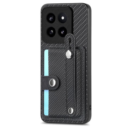 C1-01 For Xiaomi 14 Pro Case  Carbon Fiber Texture Wristband Kickstand Phone Cover