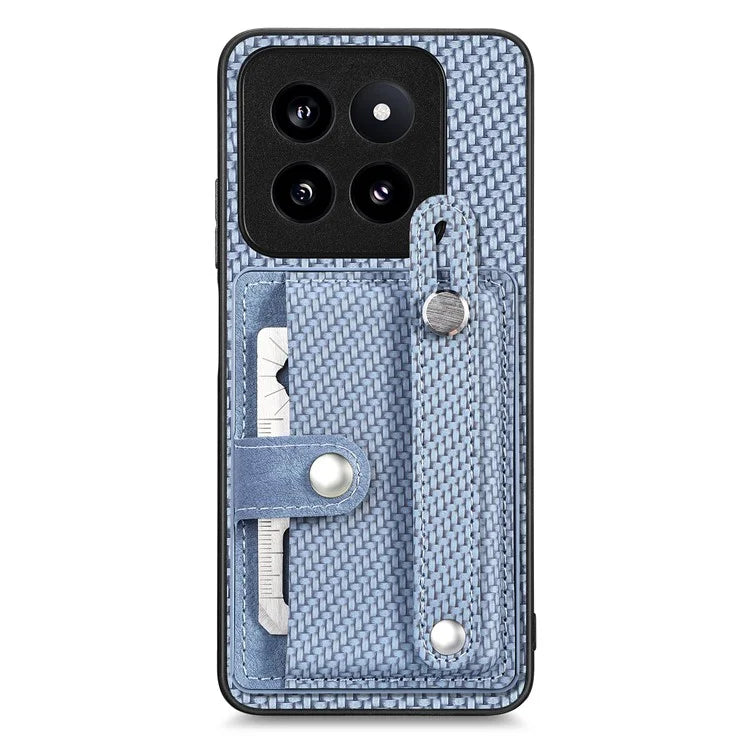 C1-01 For Xiaomi 14 Pro Case  Carbon Fiber Texture Wristband Kickstand Phone Cover