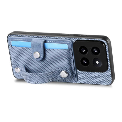 C1-01 For Xiaomi 14 Pro Case  Carbon Fiber Texture Wristband Kickstand Phone Cover