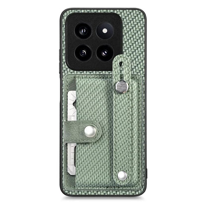 C1-01 For Xiaomi 14 Pro Case  Carbon Fiber Texture Wristband Kickstand Phone Cover