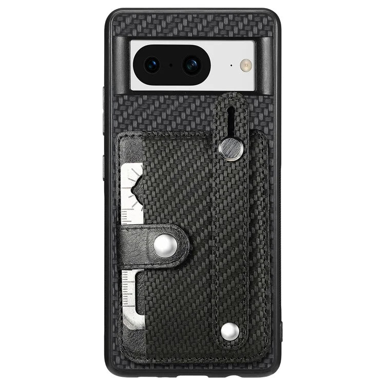 C1-01 For Google Pixel 8 Case PC+TPU+Leather Card Slots Phone Cover with Wristband Design