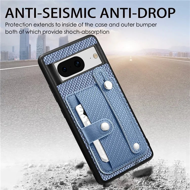 C1-01 For Google Pixel 8 Case PC+TPU+Leather Card Slots Phone Cover with Wristband Design