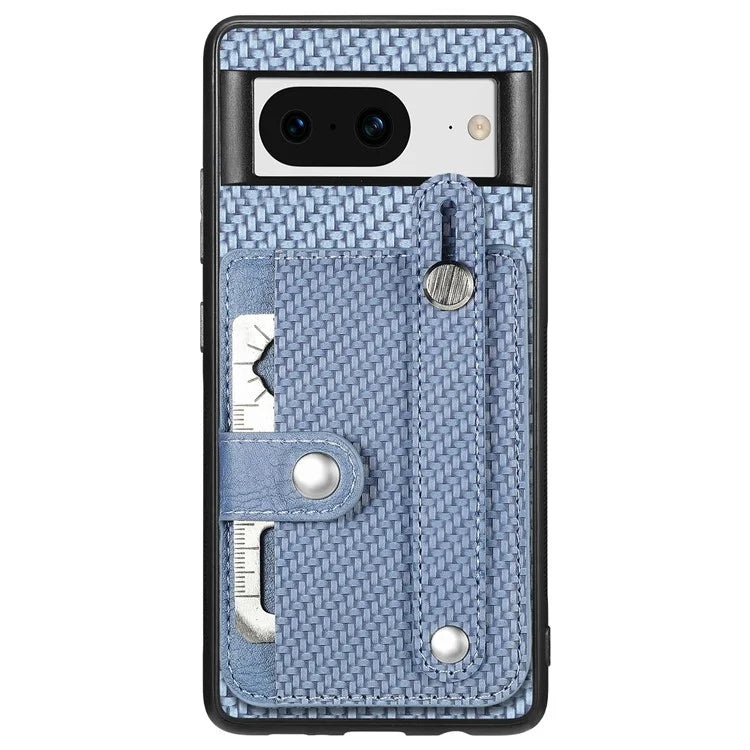 C1-01 For Google Pixel 8 Case PC+TPU+Leather Card Slots Phone Cover with Wristband Design