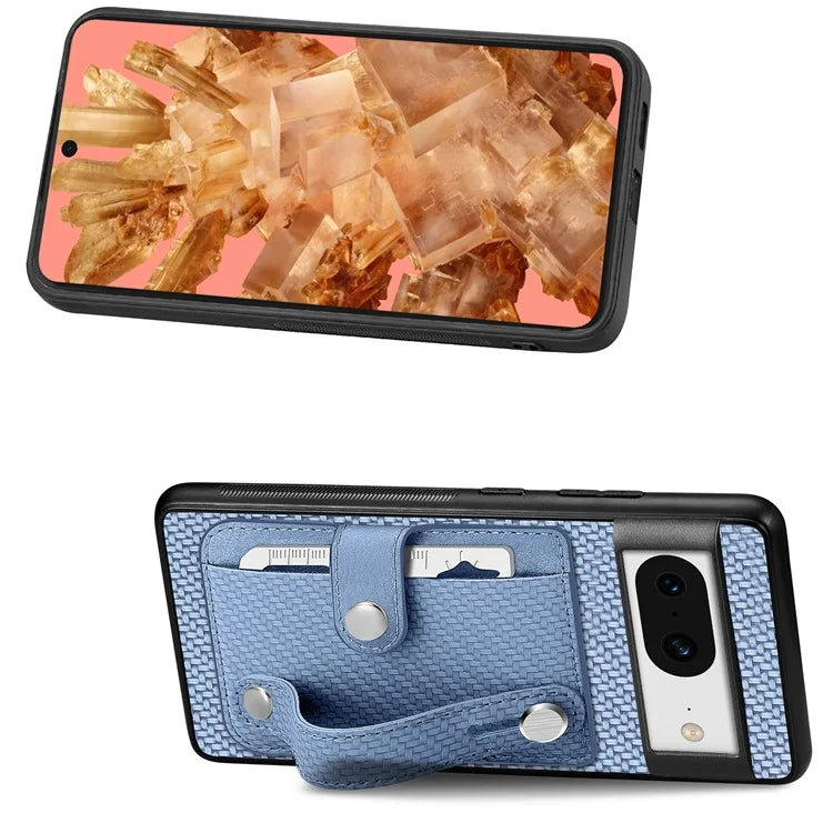 C1-01 For Google Pixel 8 Case PC+TPU+Leather Card Slots Phone Cover with Wristband Design