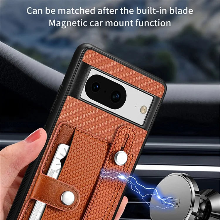 C1-01 For Google Pixel 8 Case PC+TPU+Leather Card Slots Phone Cover with Wristband Design