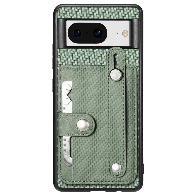 C1-01 For Google Pixel 8 Case PC+TPU+Leather Card Slots Phone Cover with Wristband Design