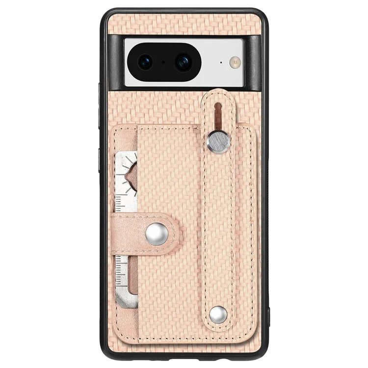 C1-01 For Google Pixel 8 Case PC+TPU+Leather Card Slots Phone Cover with Wristband Design