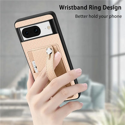 C1-01 For Google Pixel 8 Case PC+TPU+Leather Card Slots Phone Cover with Wristband Design