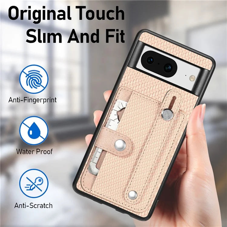 C1-01 For Google Pixel 8 Case PC+TPU+Leather Card Slots Phone Cover with Wristband Design