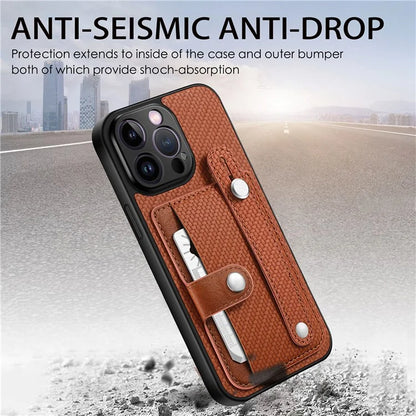 C1-01 For iPhone 14 Pro Max Case Leather Carbon Fiber Texture Back Cover with Card Slot