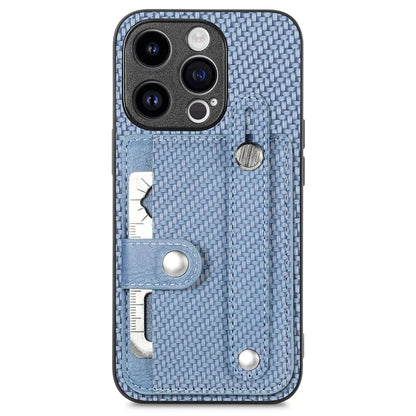 C1-01 For iPhone 15 Pro Max Case Carbon Fiber Texture Leather+TPU+PC Phone Cover with Card Holder