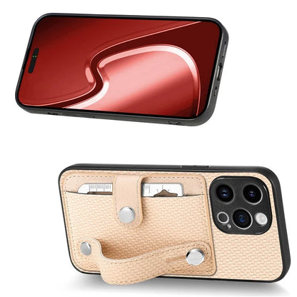 C1-01 For iPhone 15 Pro Max Case Carbon Fiber Texture Leather+TPU+PC Phone Cover with Card Holder