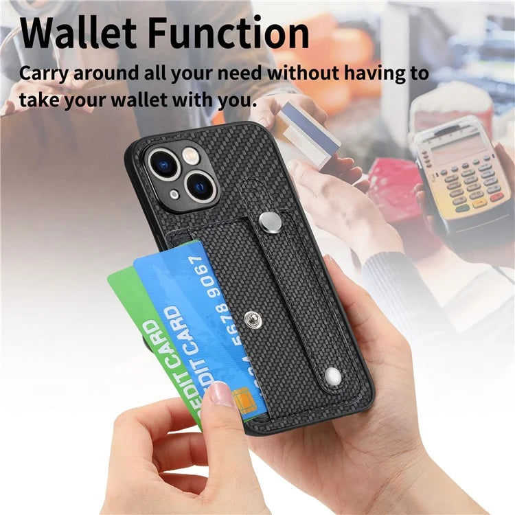 C1-01 For iPhone 15 Plus Case Leather+TPU+PC Hybrid Phone Cover with Card Slot Kickstand
