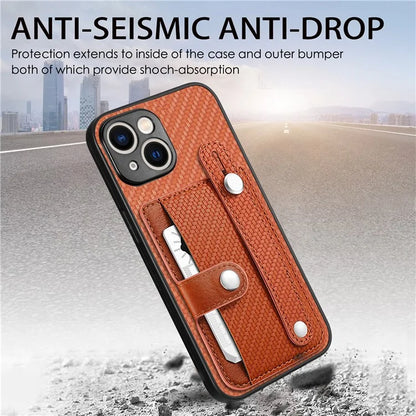 C1-01 For iPhone 15 Plus Case Leather+TPU+PC Hybrid Phone Cover with Card Slot Kickstand