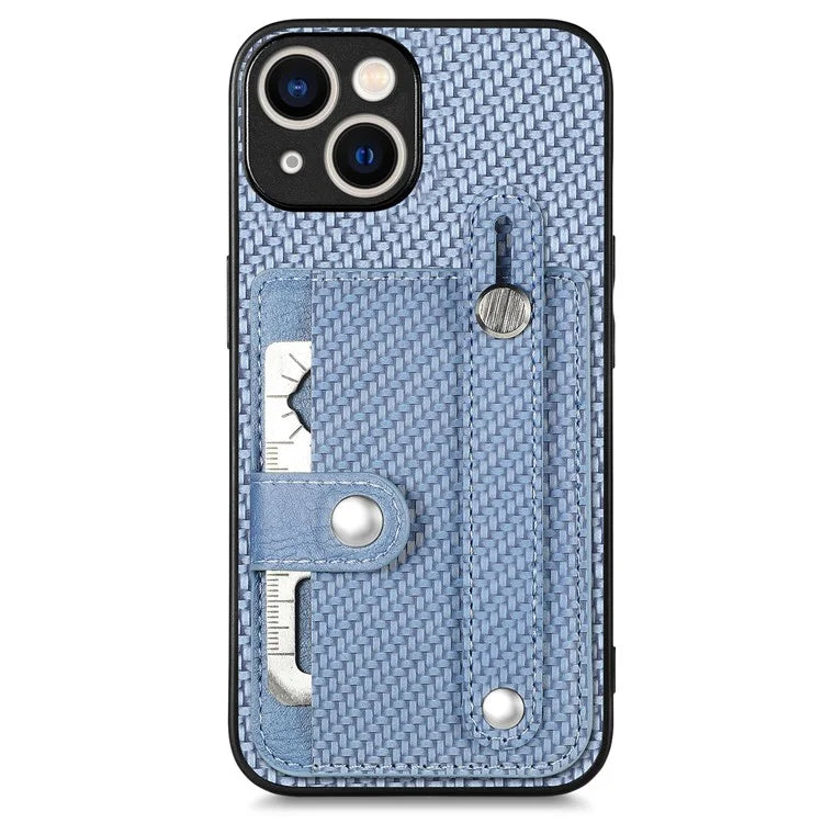 C1-01 For iPhone 15 Plus Case Leather+TPU+PC Hybrid Phone Cover with Card Slot Kickstand
