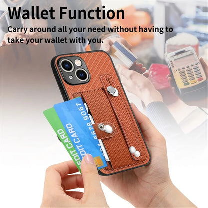 C1-01 For iPhone 15 Plus Case Leather+TPU+PC Hybrid Phone Cover with Card Slot Kickstand