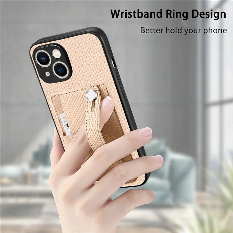 C1-01 For iPhone 15 Plus Case Leather+TPU+PC Hybrid Phone Cover with Card Slot Kickstand
