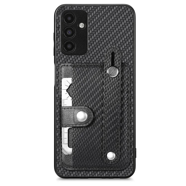 C1-01 For Samsung Galaxy A13 5G / A04s 4G (164.7 x 76.7 x 9.1 mm) Case Wristband Kickstand Leather Coating Phone Cover