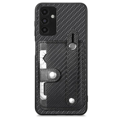 C1-01 For Samsung Galaxy A13 5G / A04s 4G (164.7 x 76.7 x 9.1 mm) Case Wristband Kickstand Leather Coating Phone Cover