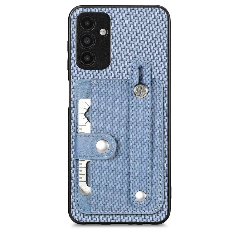 C1-01 For Samsung Galaxy A13 5G / A04s 4G (164.7 x 76.7 x 9.1 mm) Case Wristband Kickstand Leather Coating Phone Cover