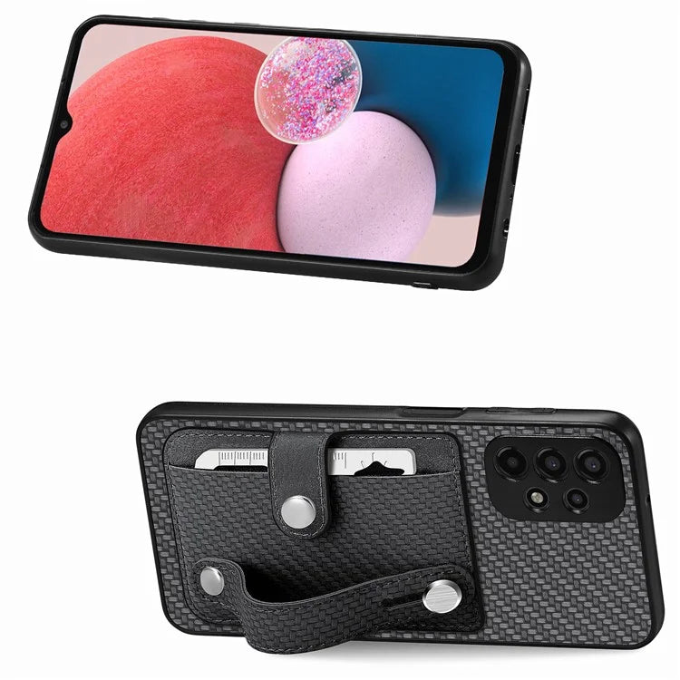 C1-01 For Samsung Galaxy A13 4G Case Anti-Drop PU+TPU+PC Card Slot Phone Cover