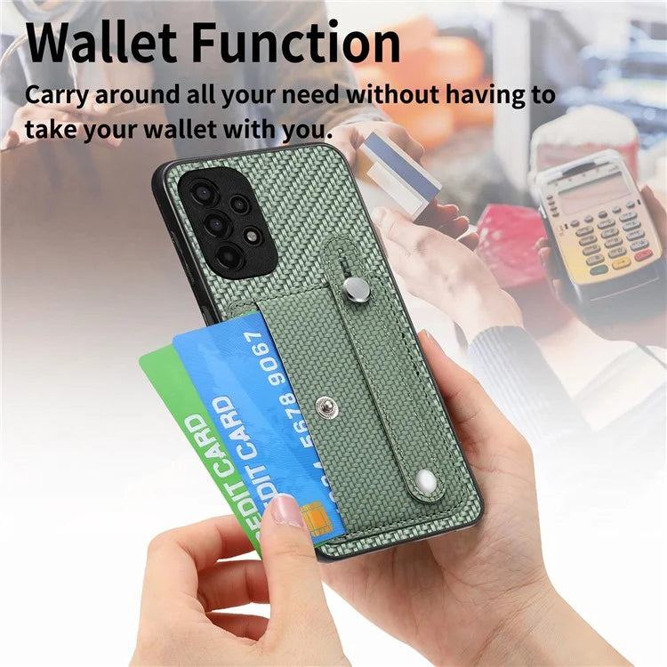 C1-01 For Samsung Galaxy A13 4G Case Anti-Drop PU+TPU+PC Card Slot Phone Cover