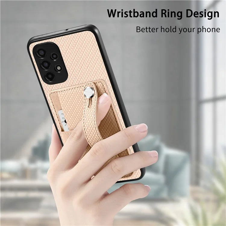 C1-01 For Samsung Galaxy A13 4G Case Anti-Drop PU+TPU+PC Card Slot Phone Cover