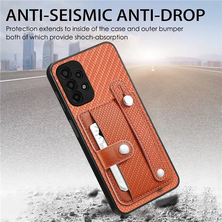 C1-01 For Samsung Galaxy A13 4G Case Anti-Drop PU+TPU+PC Card Slot Phone Cover