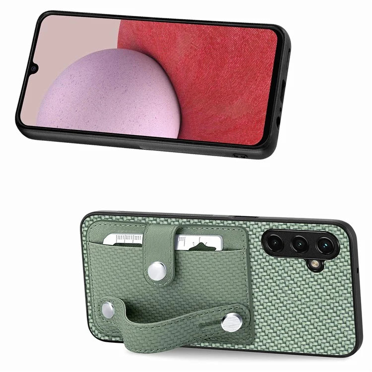 C1-01 For Samsung Galaxy A14 4G / 5G Case Leather Coated PC+TPU Phone Cover with Card Knife
