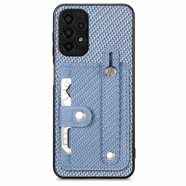 C1-01 For Samsung Galaxy A53 5G Case Card Slot Carbon Fiber Texture PU Hybrid Phone Cover