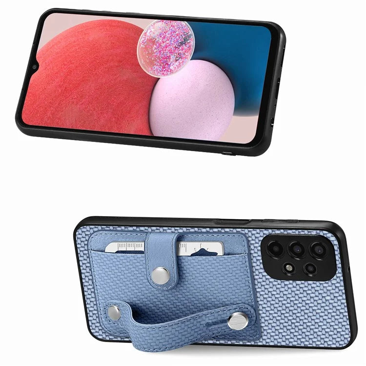 C1-01 For Samsung Galaxy A53 5G Case Card Slot Carbon Fiber Texture PU Hybrid Phone Cover