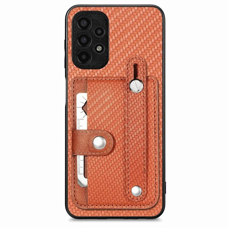 C1-01 For Samsung Galaxy A53 5G Case Card Slot Carbon Fiber Texture PU Hybrid Phone Cover