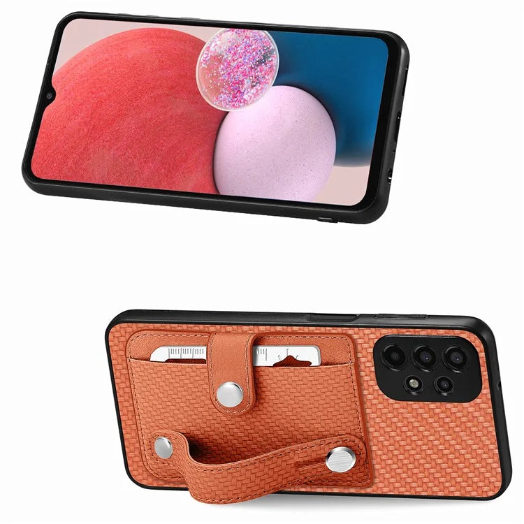 C1-01 For Samsung Galaxy A53 5G Case Card Slot Carbon Fiber Texture PU Hybrid Phone Cover