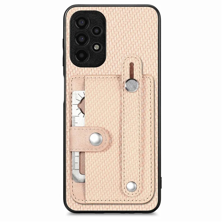 C1-01 For Samsung Galaxy A53 5G Case Card Slot Carbon Fiber Texture PU Hybrid Phone Cover