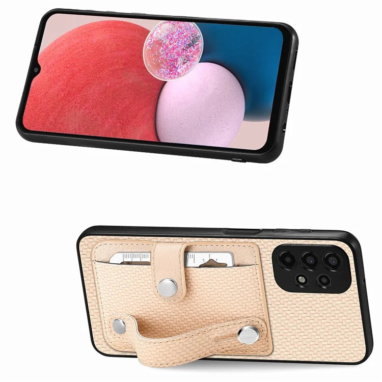 C1-01 For Samsung Galaxy A53 5G Case Card Slot Carbon Fiber Texture PU Hybrid Phone Cover